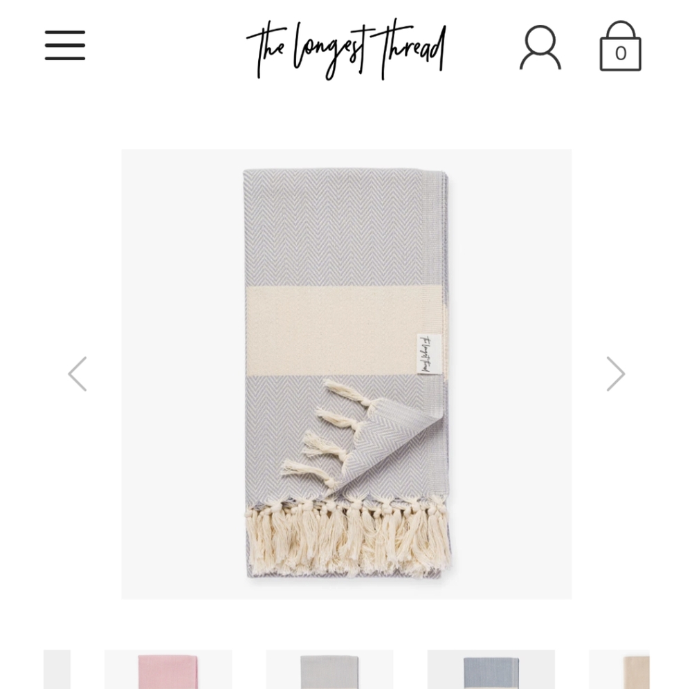 The Longest Thread, Fringed Turkish Towel/Wrap/Pashmina, Grey/Cream Herringbone.